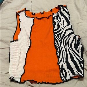 SHEIN Orange Zebra Print Crop Top